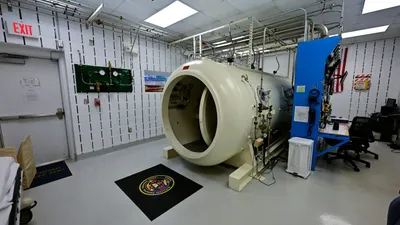 Hyperbaric oxygen chamber used to treat radiation cystitis and other late radiation tissue injury
